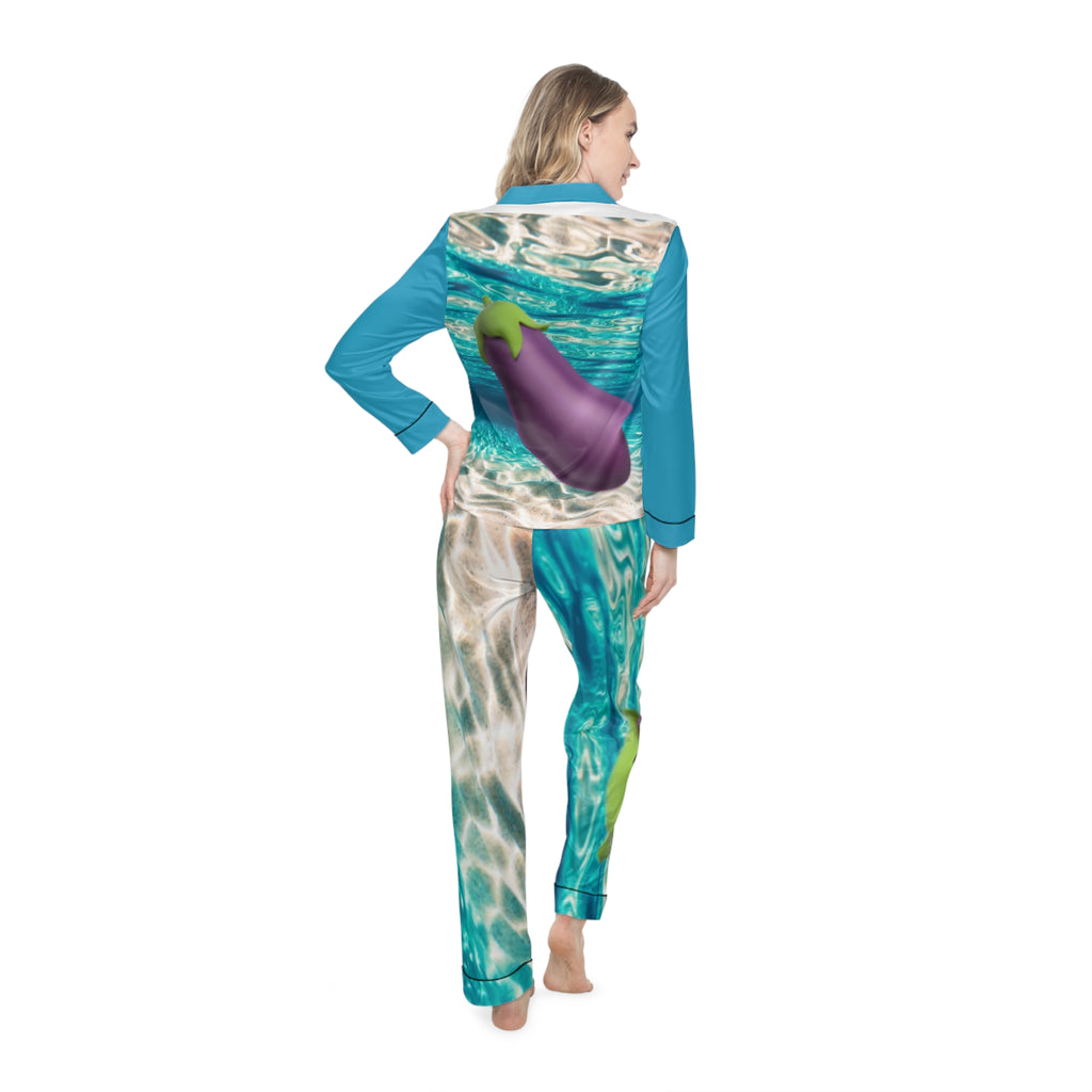 Handle this Curve in Warm Miami Ocean Water -SATIN Pajamas Womens