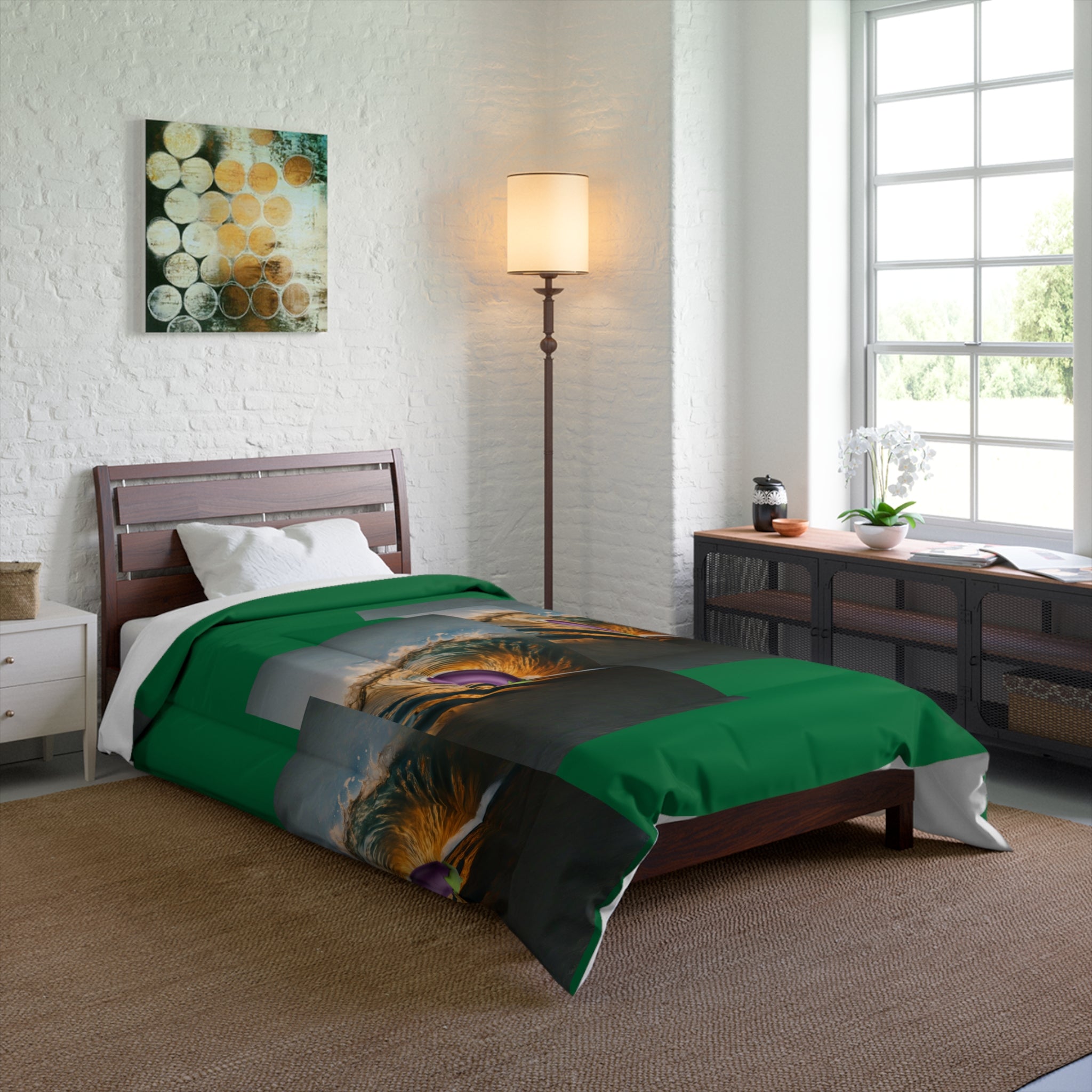 Comforter Green Background